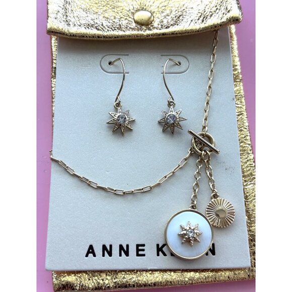 Anne Klein Jewelry - Anne Klein Gold-Tone Starburst Pendant Necklace & Drop Earrings Set With Crystal